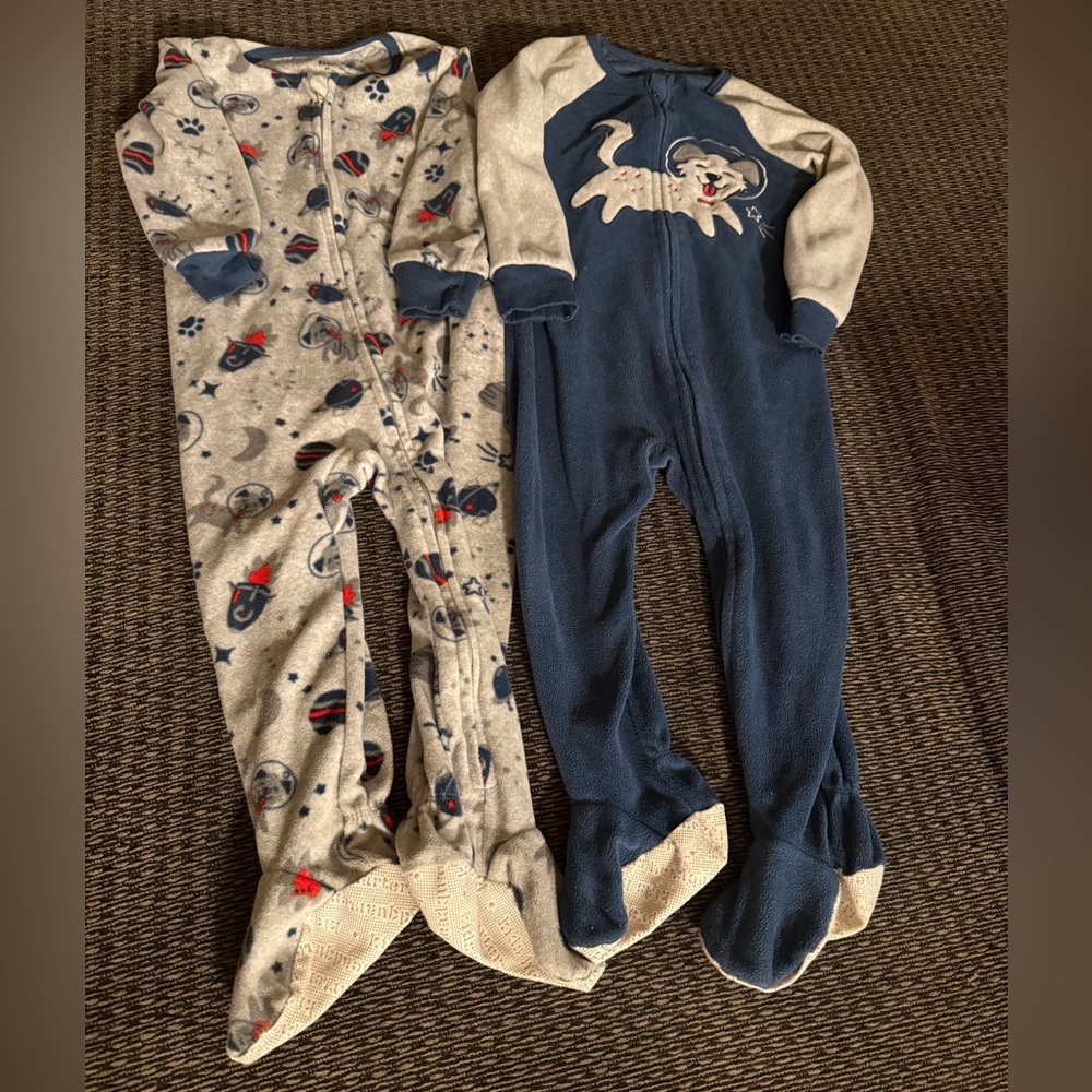One Piece Footie Pajamas - Blue and Gray